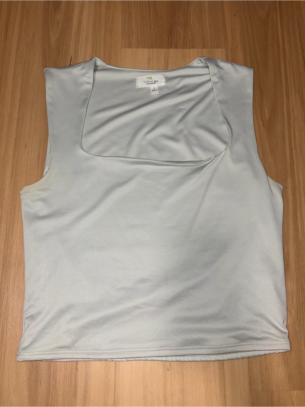 Light Blue Square Neck Sleeveless Top